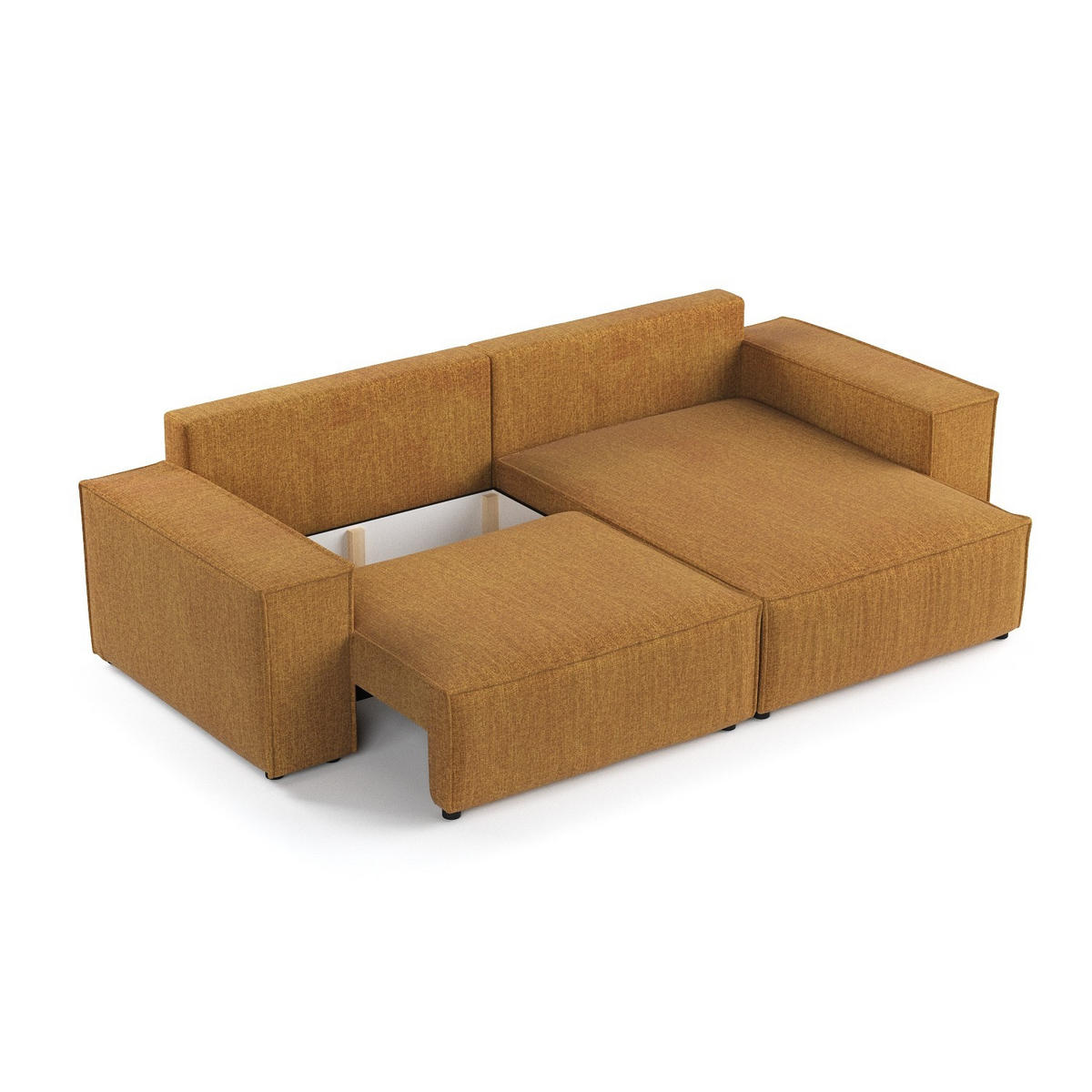 ROHOVÁ SEDAČKA SENSO, textil, Medově žlutá - černá/med, dřevo/kompozitní dřevo (255/148cm) - AltaBeds