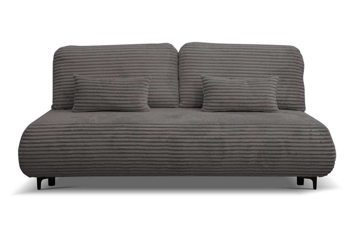 SCHLAFSOFA Etna mit Schlaffunktion und Bettkasten, Farbe: Grau, Cordstoff, Ottomane Unsiversal - Grau, Textil (205/80/90cm) - VENASI MÖBEL