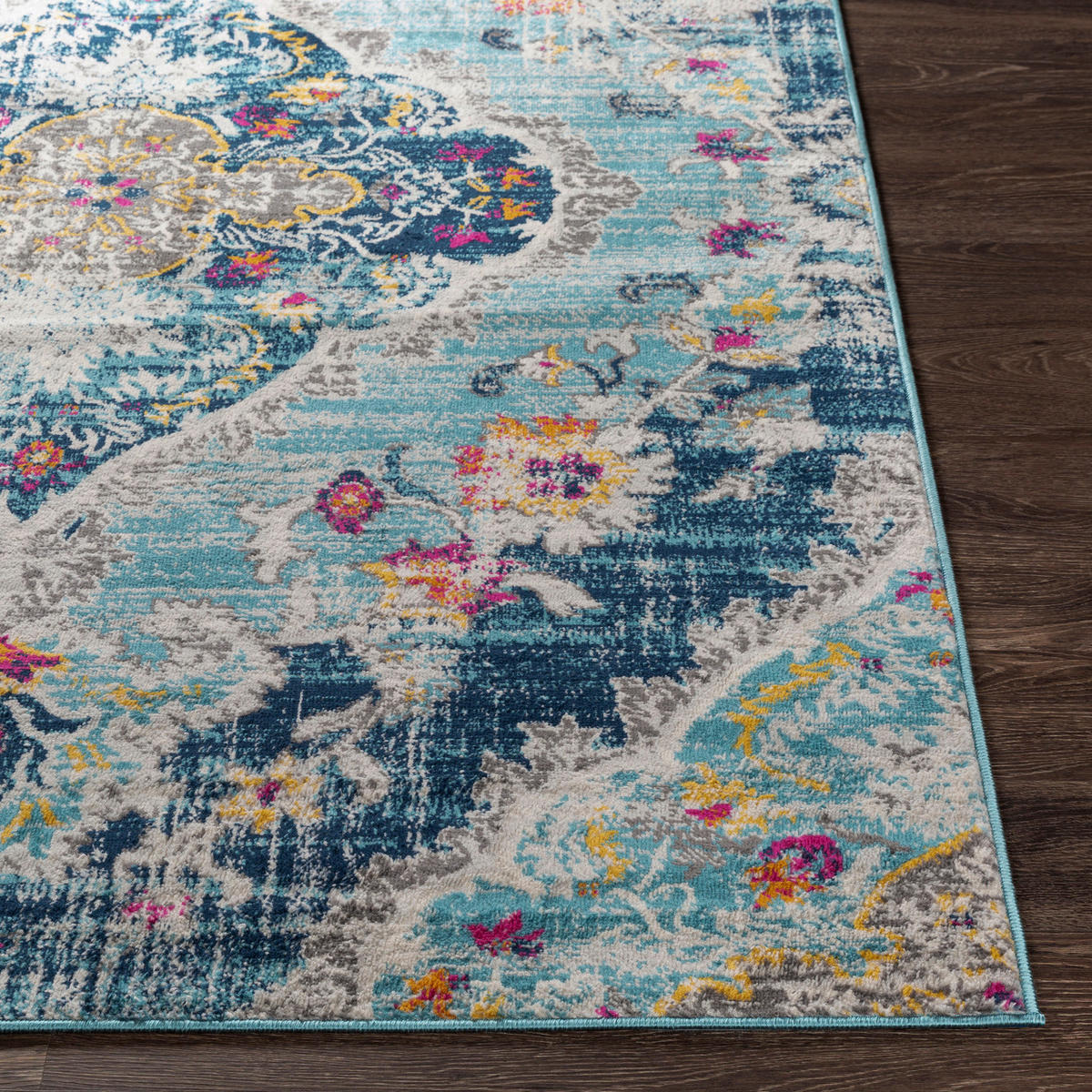 VINTAGE-TEPPICH Rund Ø 160 cm Blau - Blau, Textil (160/160cm) - LIVABLISS