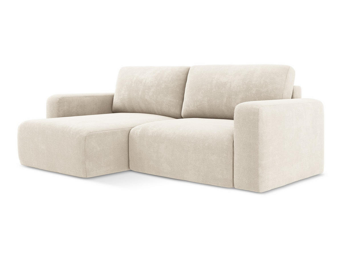 ECKSOFA mit Schlaffunktion links Chenille Stoff Beige - Beige/Creme, Kunststoff/Textil (149/244cm) - Makamii