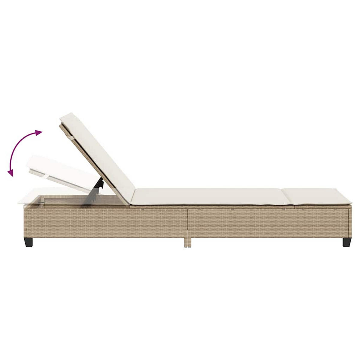 SONNENLIEGE Mit Auflagen Beige 55/200/25,5Cm Poly Rattan - Beige, Kunststoff (200/25.5/55cm) - vidaXL