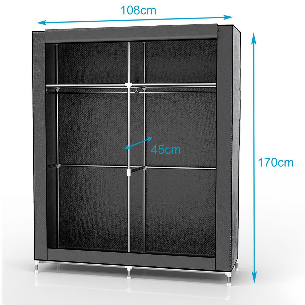 FALTSCHRANK - Grau, Textil (45/170/108cm) - Intirilife