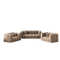 SOFAGARNITUR 2+1+1 Serie Grand Stilvol, Stoff Salvador Salvador Dunkelbeige - Cappuccino, Holz (91/70/197cm) - Kaiser Möbel
