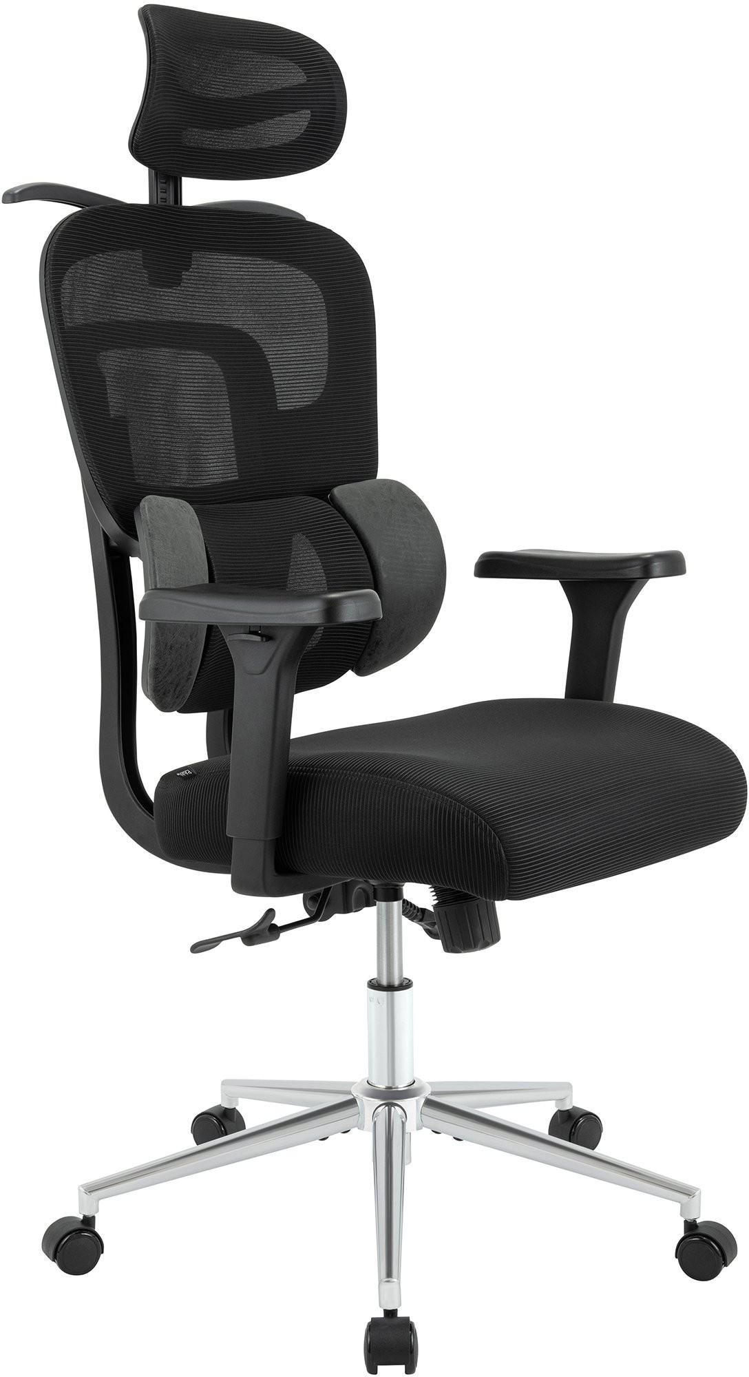 CHEFSESSEL Stoff Schwarz - Chromfarben/Schwarz, Textil/Metall (67/120/66cm) - CLP