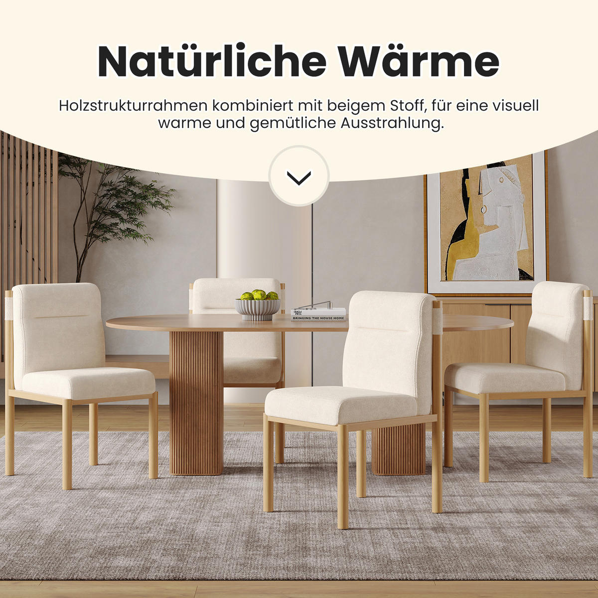 ESSZIMMERSTUHL 2er Set Sherpa Beige Eichenoptik Gepolstert - Beige, Holz (52/80.5/46cm) - FLIEKS