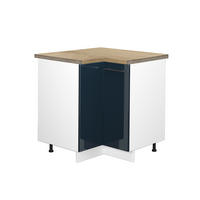 ECKUNTERSCHRANK Fame-Line Dunkelblau Hochglanz 80.5 cm , AP Eiche - Weiß/Dunkelblau, Holzwerkstoff (80.5/82/60cm) - Vicco