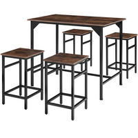 BARTISCH-SET Edinburgh,mit höhenverstellbaren Kunststofffüßen,Industrial Holz dunkel, rustikal - Rostfarben, Holz (124/88.5/100cm) - tectake
