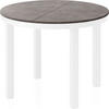 ESSTISCH Rowan Weiß runder ausziehbarer, Dunkelgrauer Beton 100-176/100/76 cm - Dunkelgrau/Weiß, Holzwerkstoff/Metall (100/100/76cm) - WFL GROUP