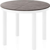 ESSTISCH Rowan Weiß runder ausziehbarer, Dunkelgrauer Beton 100-176/100/76 cm - Dunkelgrau/Weiß, Holzwerkstoff/Metall (100/100/76cm) - WFL GROUP
