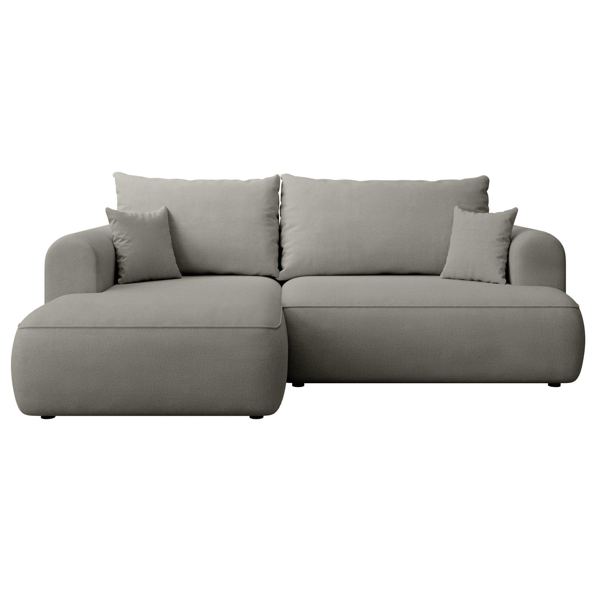 ECKSCHLAFSOFA Ovo Mini Hellgrau Easy-Clean-Chenille-Bezug - Hellgrau/Schwarz, Kunststoff/Textil (238/156cm) - Selsey