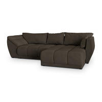 ECKSOFA ORENTI R-S Braun Velours-Stoff mit Schlaffunktion - Braun, Holz (287/182cm) - MASSENO