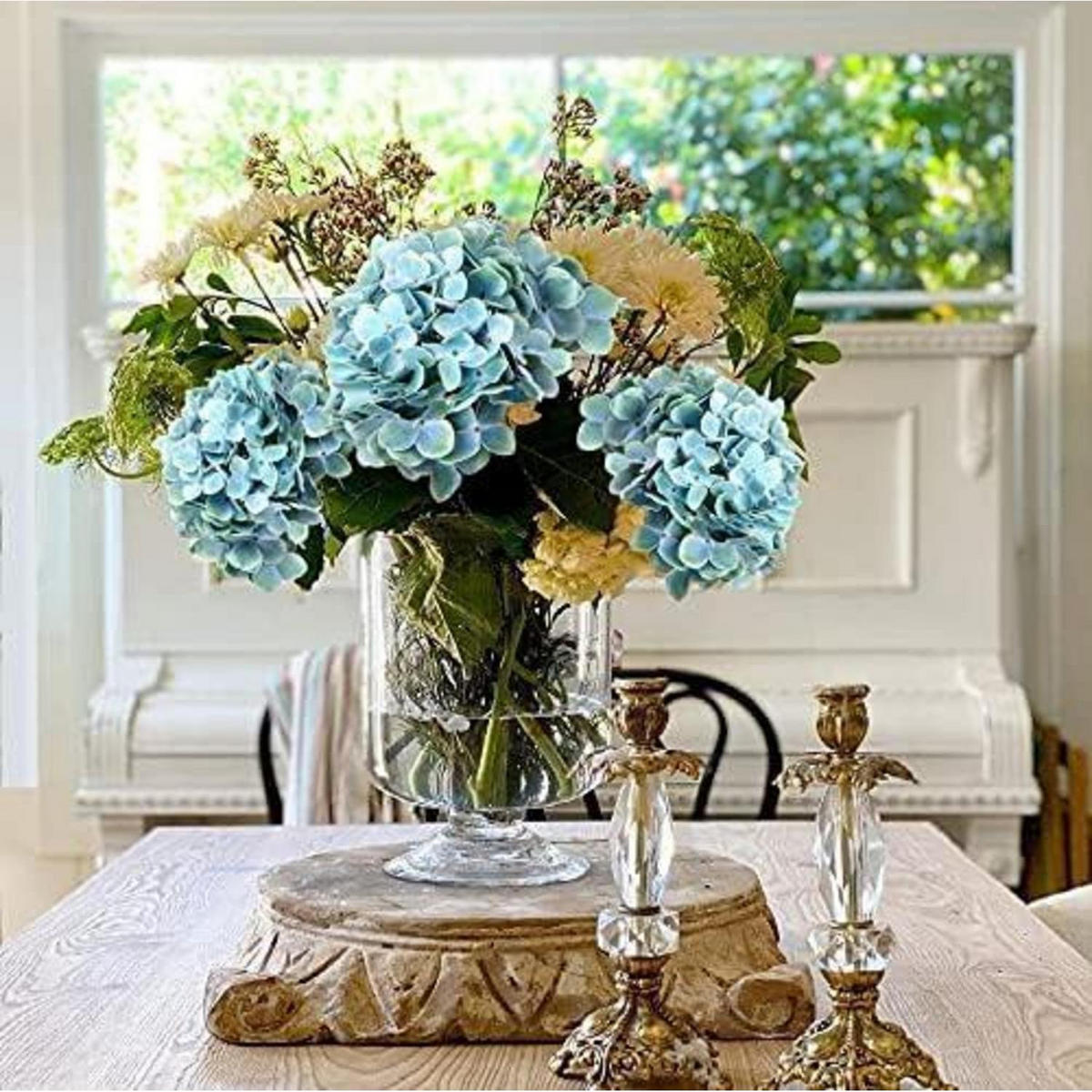 KUNSTBLUME Hortensie Cadet Blue 63 cm 2 Stück - Blau, Kunststoff (10cm)