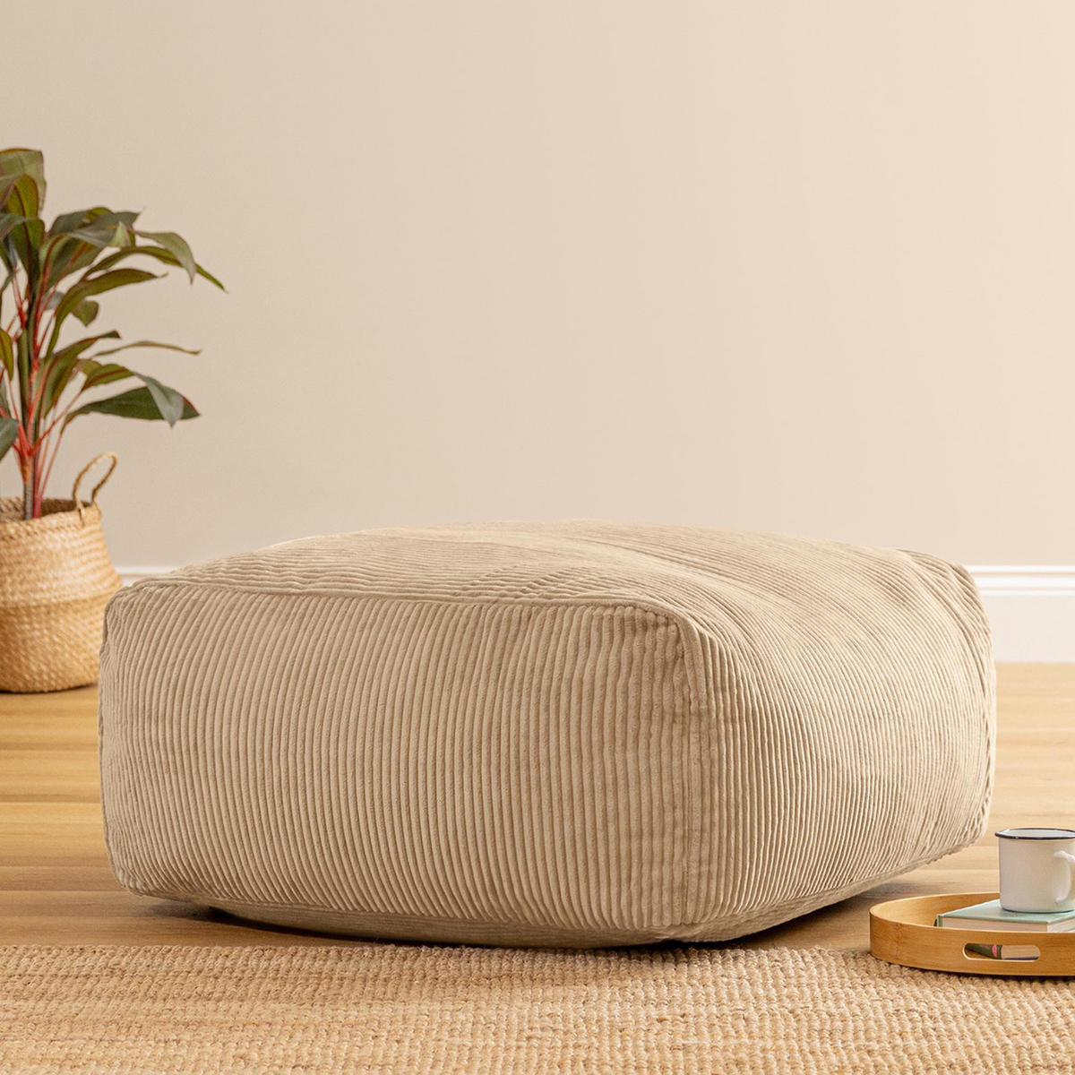 SITZSACK-OTTOMANE ZEN modular Cord - Beige, Textil (95/46/95cm) - icon