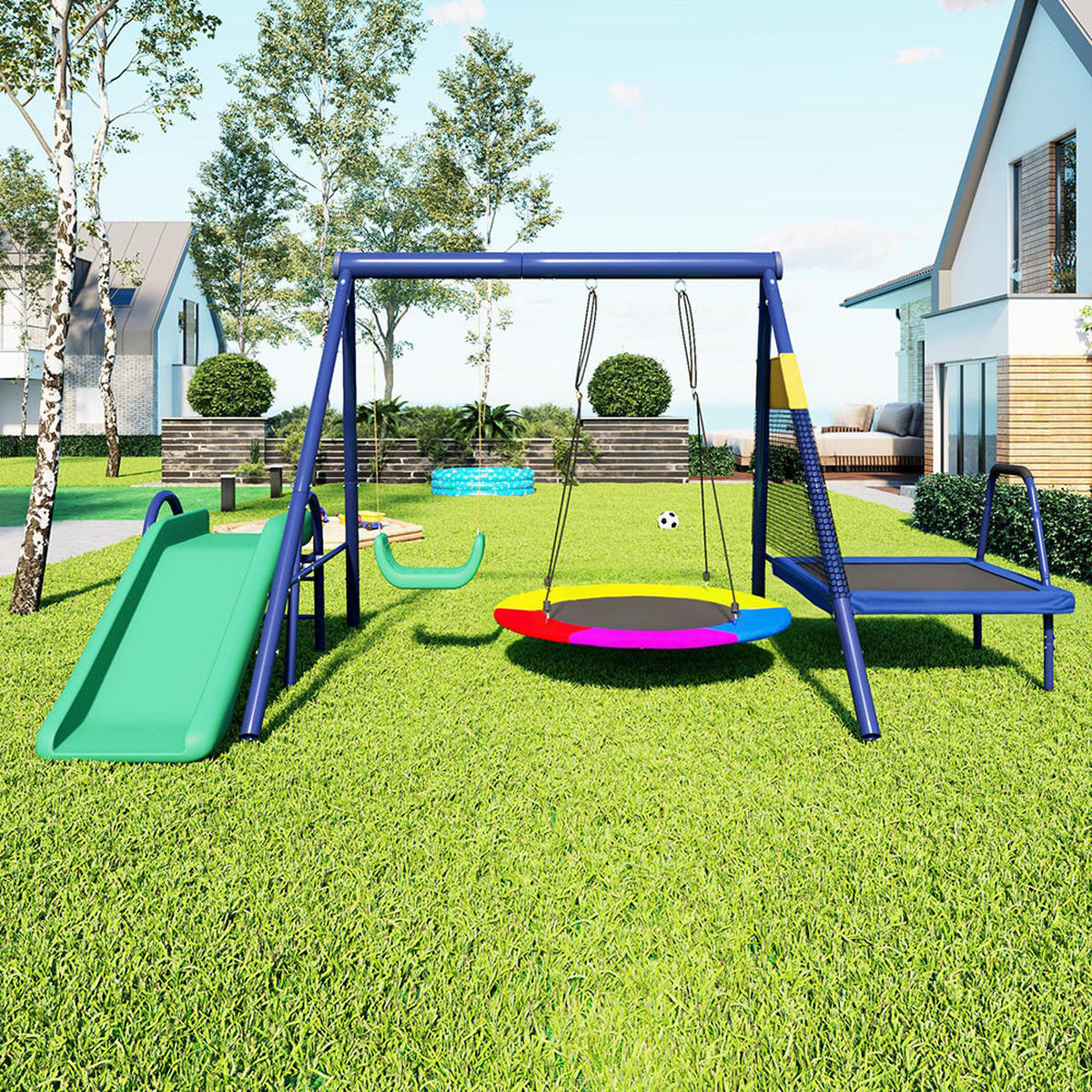 OUTDOOR-SCHAUKEL-SET sicher und langlebig，Antikblau - Dunkelblau, Metall (198/240cm)