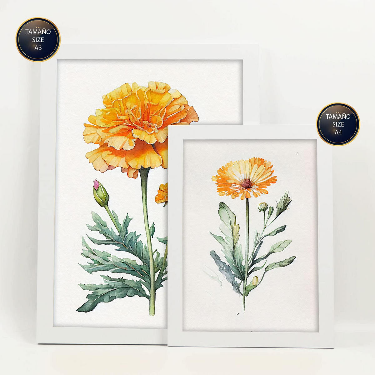 POSTER Set Mit 6 Orangenblüte Größe A3 & A4 Weißer Rahmen - Weiß, Papier (29.7/1cm) - Nacnic