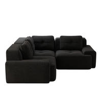 ECKSOFA 206/206/69 cm schwarz aus Cord mit modularem Design und rutschfestem Standfuß - Schwarz, Textil (206/206cm) - OKWISH