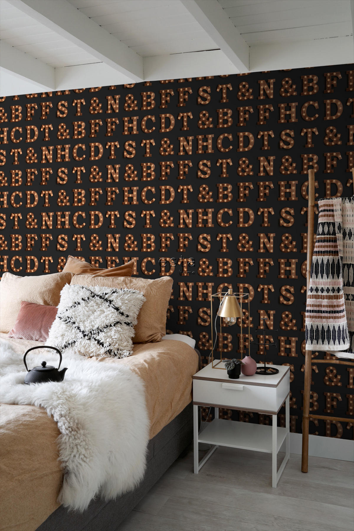 TAPETE Leuchtbuchstaben 53 cm x 10.05 m - Schwarz, Papier (53/1000cm) - ESTAhome