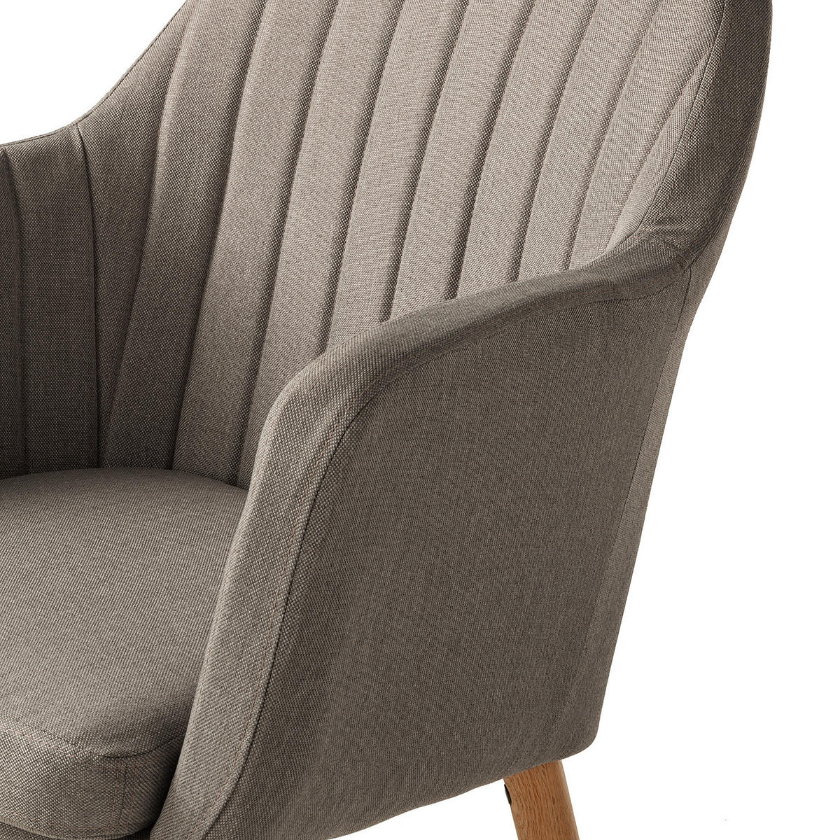 ARMLEHNENSTUHL - Webstoff / Eiche massiv - Beige, Textil (62/84/60cm) - home24