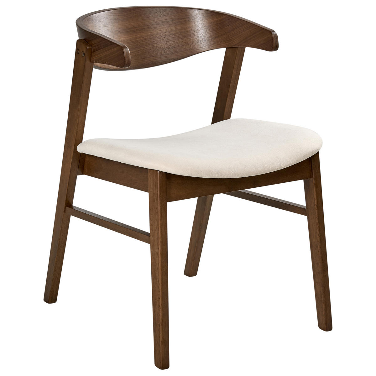 ESSZIMMERSTUHL 2er Set Stoff Braun/Cremeweiß Lilly - Creme/Braun, Holz/Textil (49/73/59cm) - Beliani