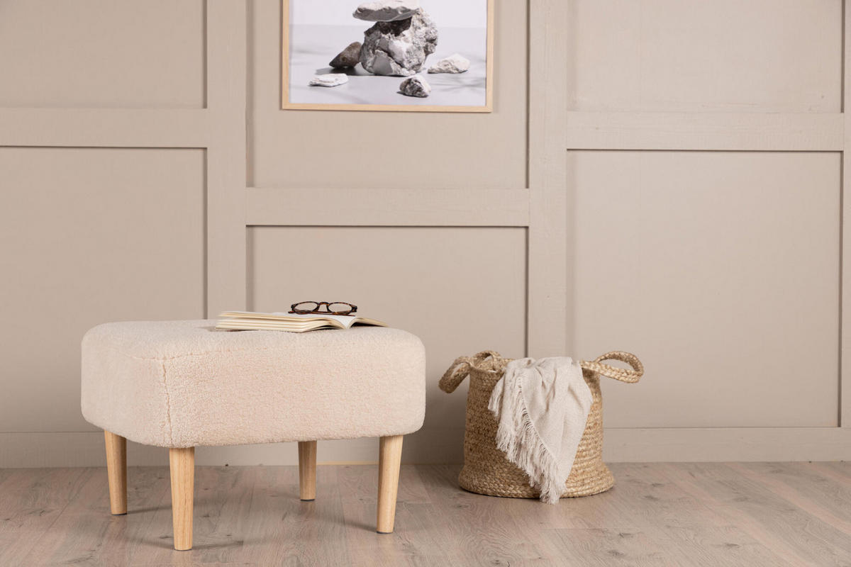 SITZPOUF SALINA Beige 60x60x28 cm - Beige, Textil (60/28/60cm) - FURNLUX