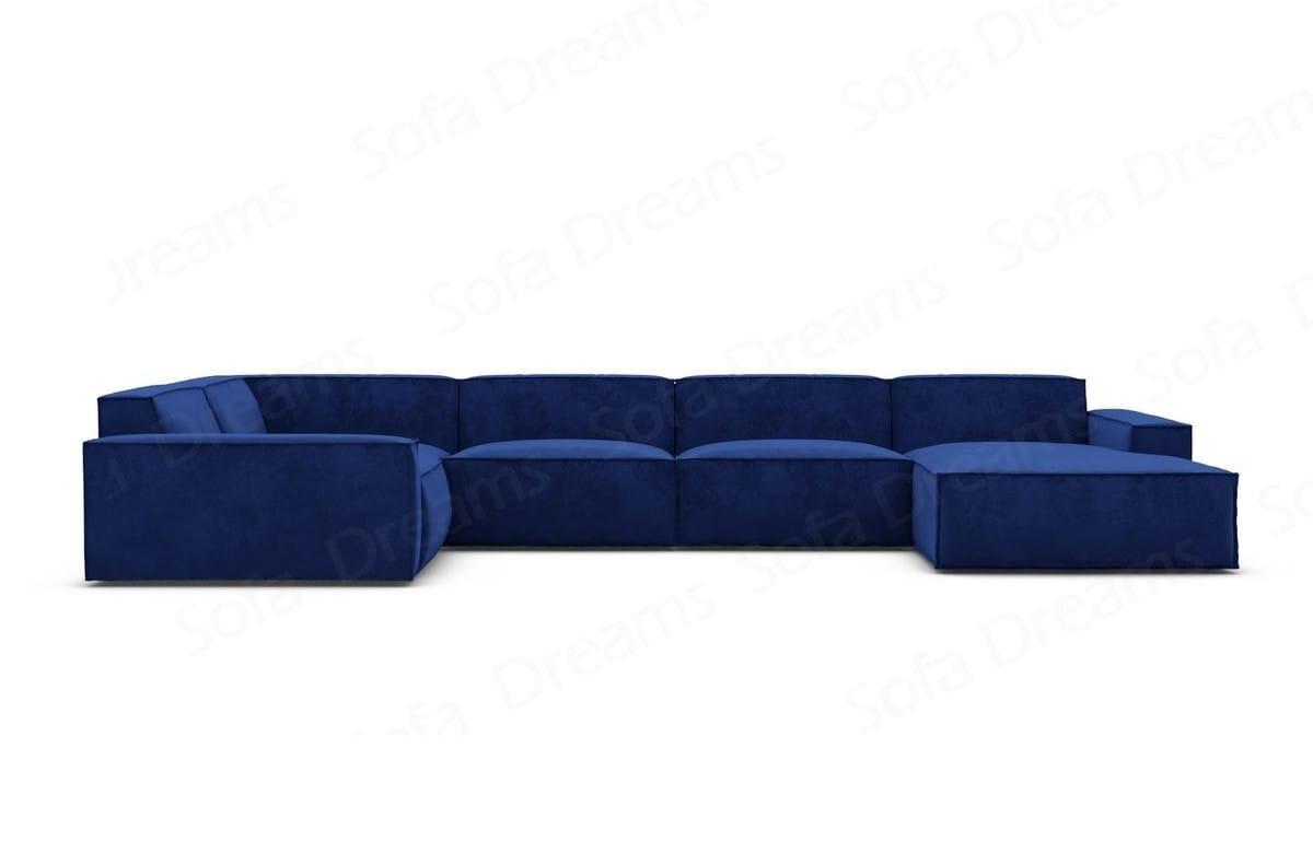 WOHNLANDSCHAFT Beluga Dunkelblau Samtstoff - Dunkelblau, Kunststoff (313/73/181cm)