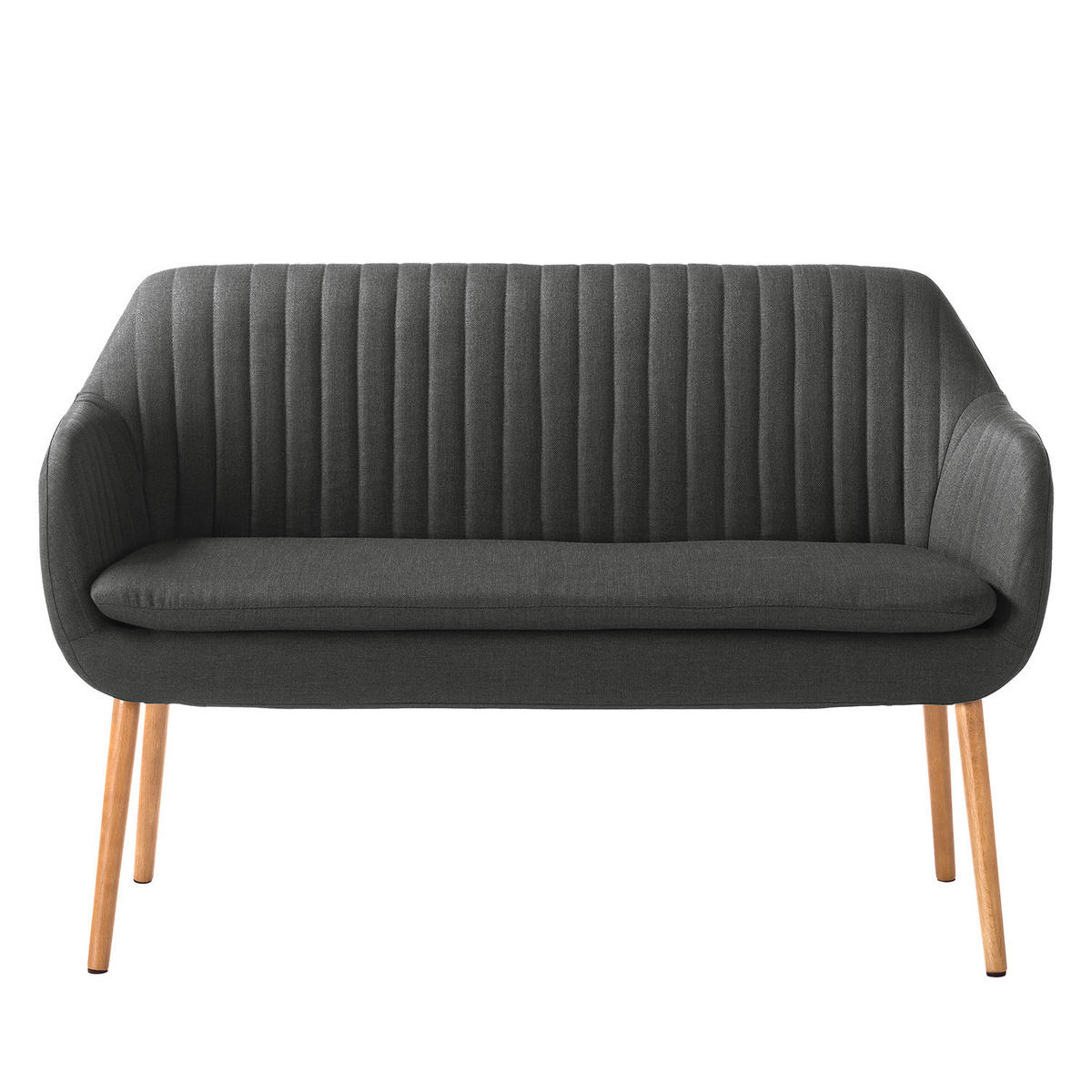 KÜCHENSOFA - Webstoff / Massivholz Eiche - Dunkelgrau, Eichenholz/Holz (130/85/62cm) - home24