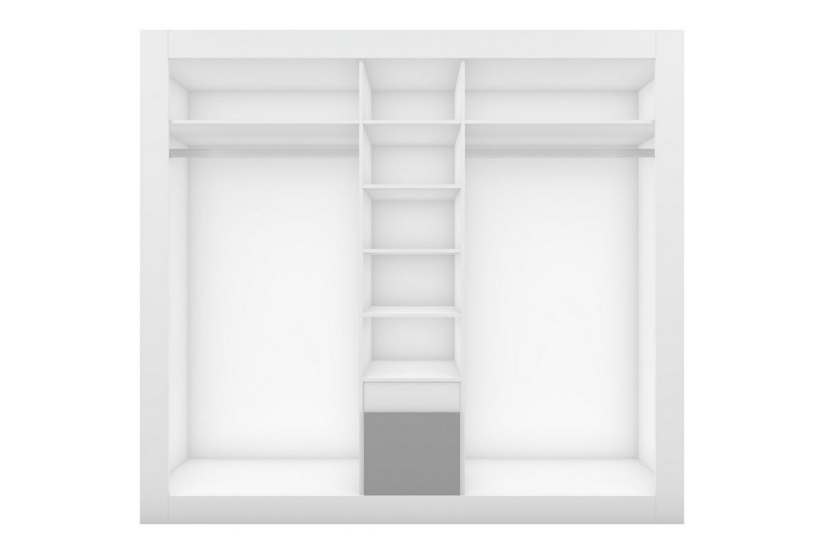 KLEIDERSCHRANK HEAVEN 5D 231/210/57 mit Spiegel in Weiß / Kathult / Grau - Eichefarben/Weiß, Holzwerkstoff (231/210/57cm) - Deine Möbel 24
