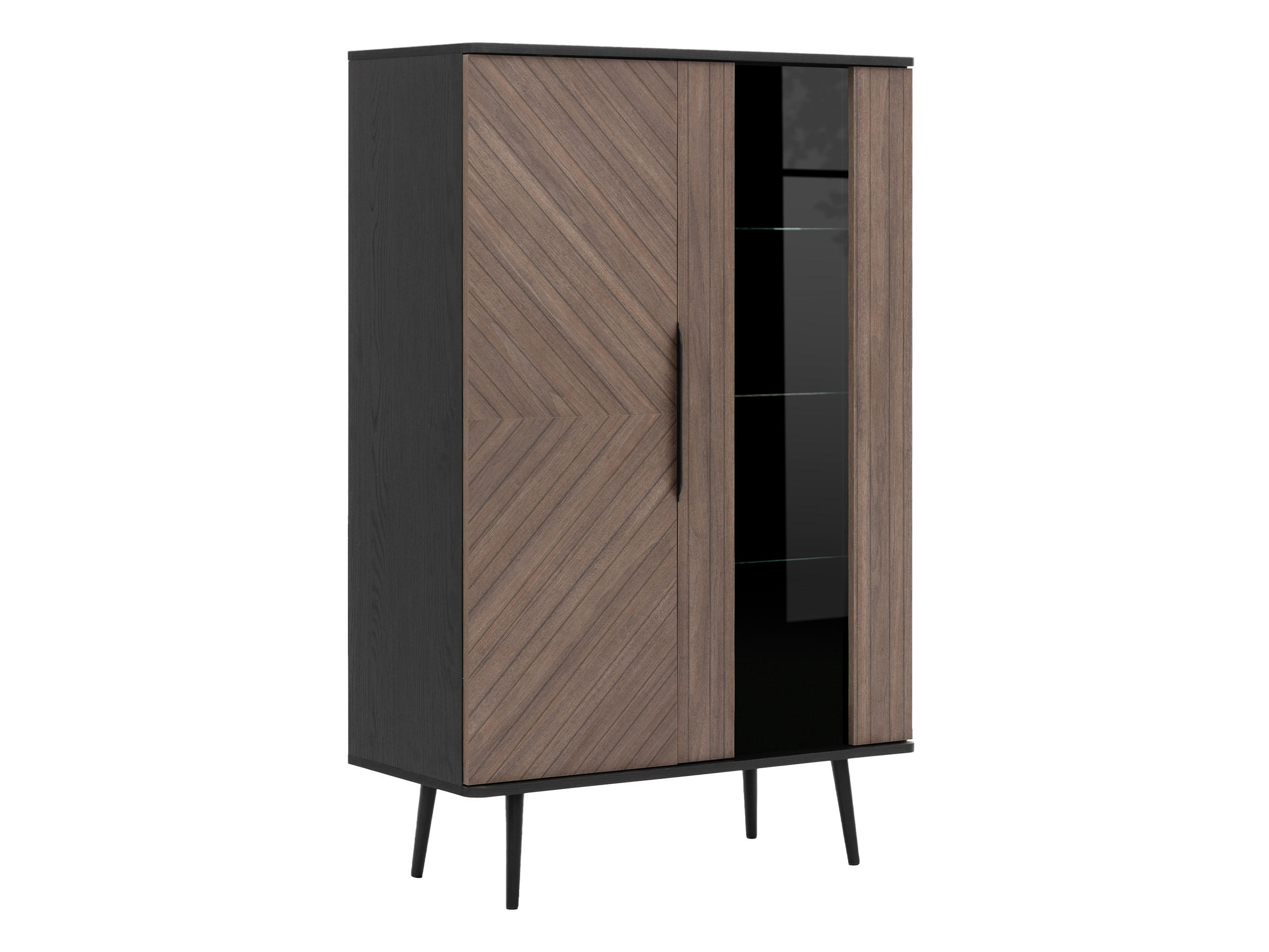 VITRINE Pinelli WIT2D PE05 - Schwarz/Braun, Holzwerkstoff/Metall (90/140/41cm) - MIRJAN24