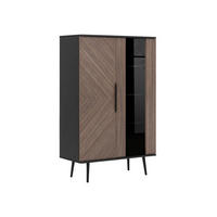 VITRINE Pinelli WIT2D PE05 - Schwarz/Braun, Holzwerkstoff/Metall (90/140/41cm) - MIRJAN24