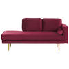 CHAISELONGUE Samtstoff dunkelrot rechtsseitig Miramas - Rot/Goldfarben, Textil (171/63/79cm) - Beliani