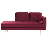 CHAISELONGUE Samtstoff dunkelrot rechtsseitig Miramas - Rot/Goldfarben, Textil (171/63/79cm) - Beliani