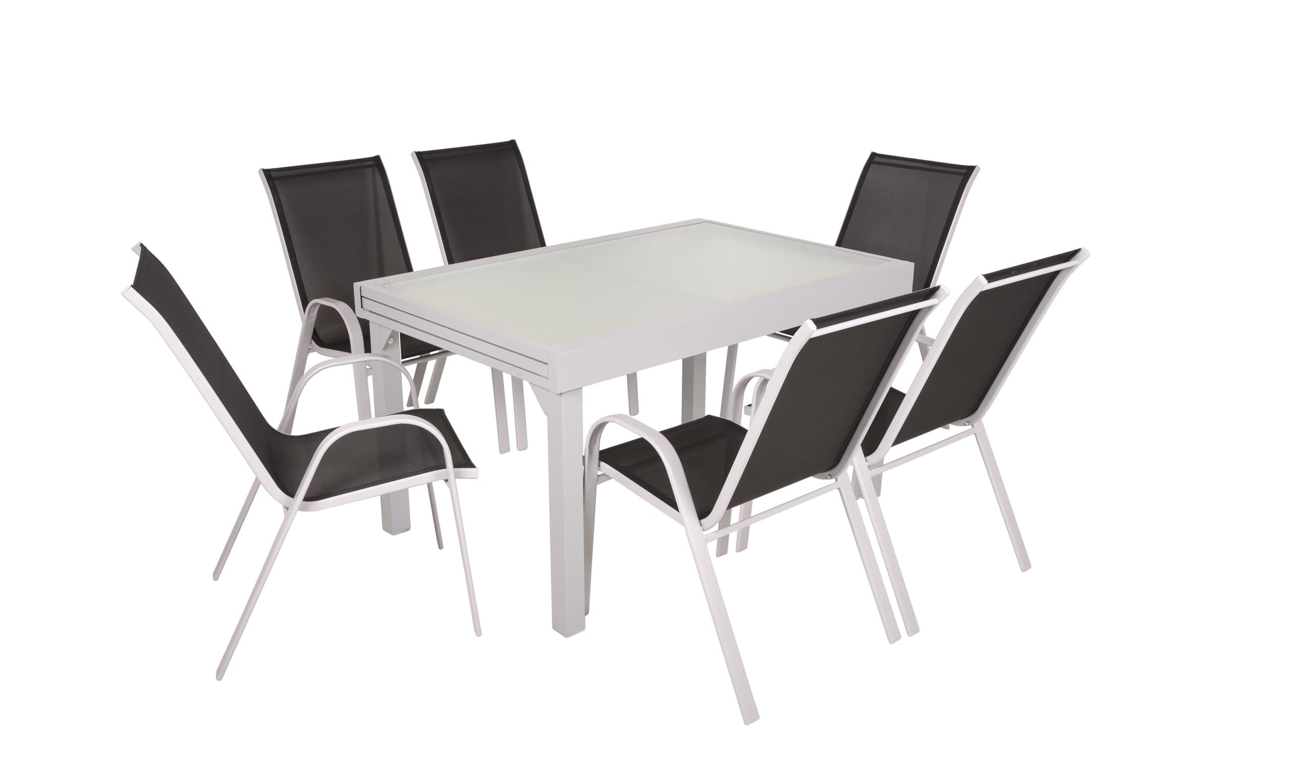 GARTEN-SITZGRUPPE Silke 7-teilig Gartenmöbel-Set - Schwarz, Kunststoff - DELUKE