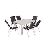 GARTEN-SITZGRUPPE Silke 7-teilig Gartenmöbel-Set - Schwarz, Kunststoff - DELUKE