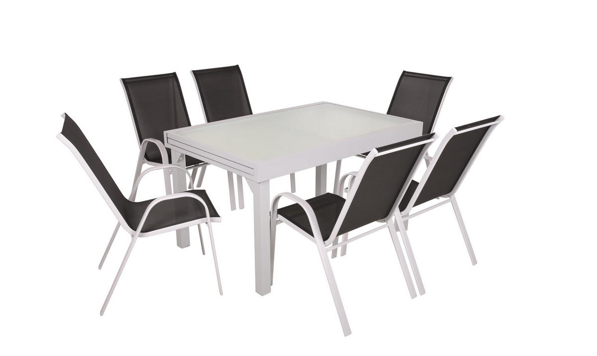 GARTEN-SITZGRUPPE Silke 7-teilig Gartenmöbel-Set - Schwarz, Kunststoff - DELUKE