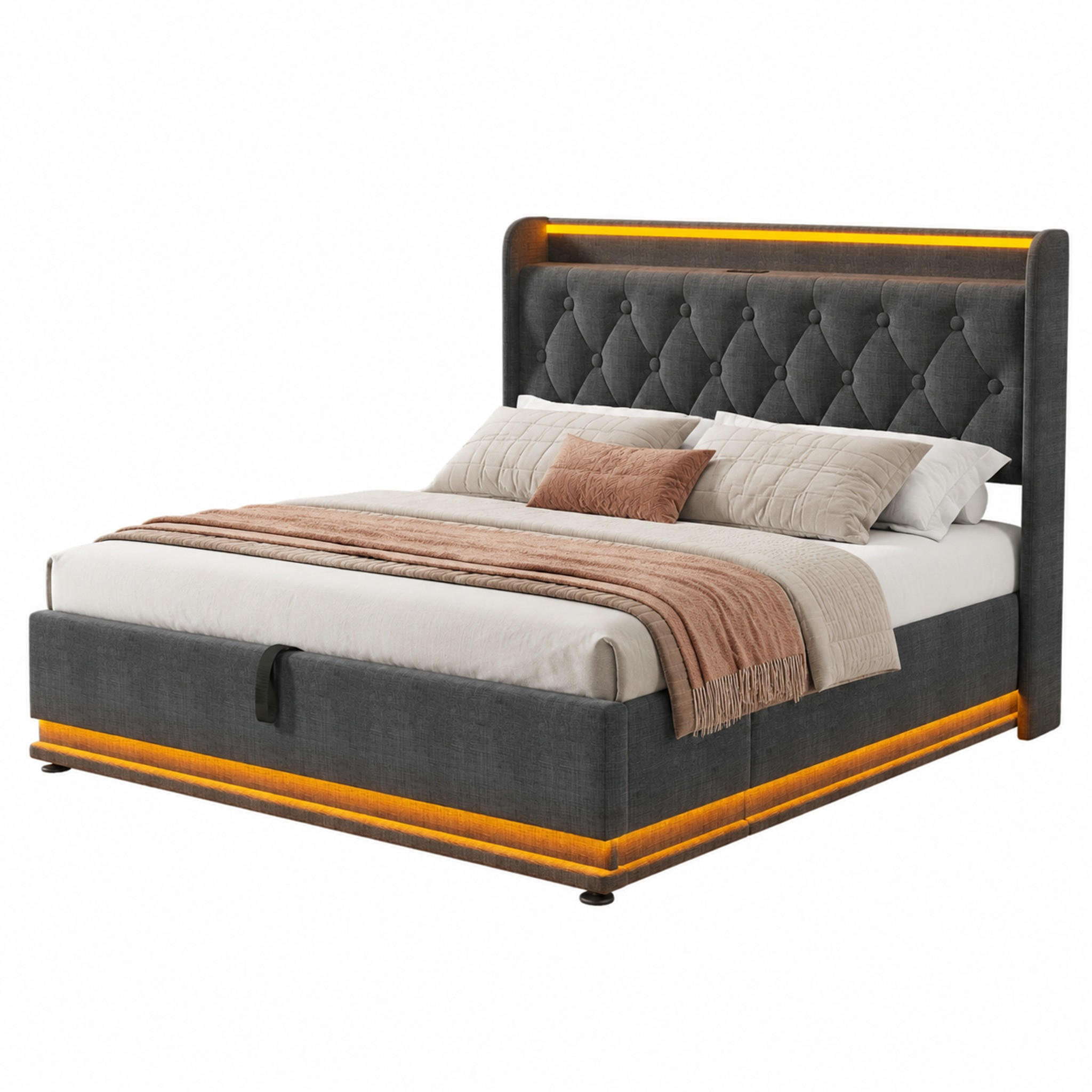Beauniv Polsterbett Grau 160x200 cm