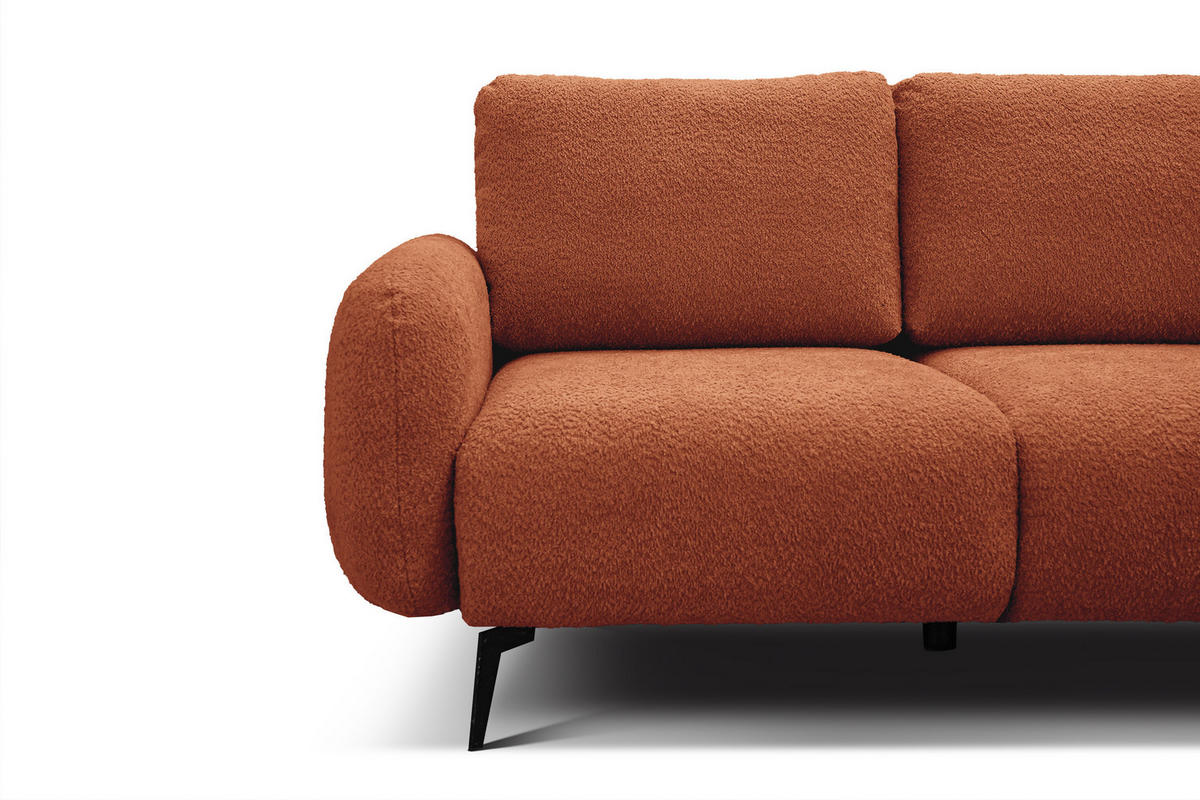 SOFA FEBE 2-Sitzer, dunkelorange - Dunkelorange/Schwarz, Holz/Textil (160/82/96cm) - Courtois Laville