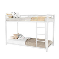 ETAGENBETT 90/200 cm mit Sicherheitsleisten, 2 Liegeflächen und Metallrahmen, Weiß - Weiß, Metall (90/200cm) - Redom