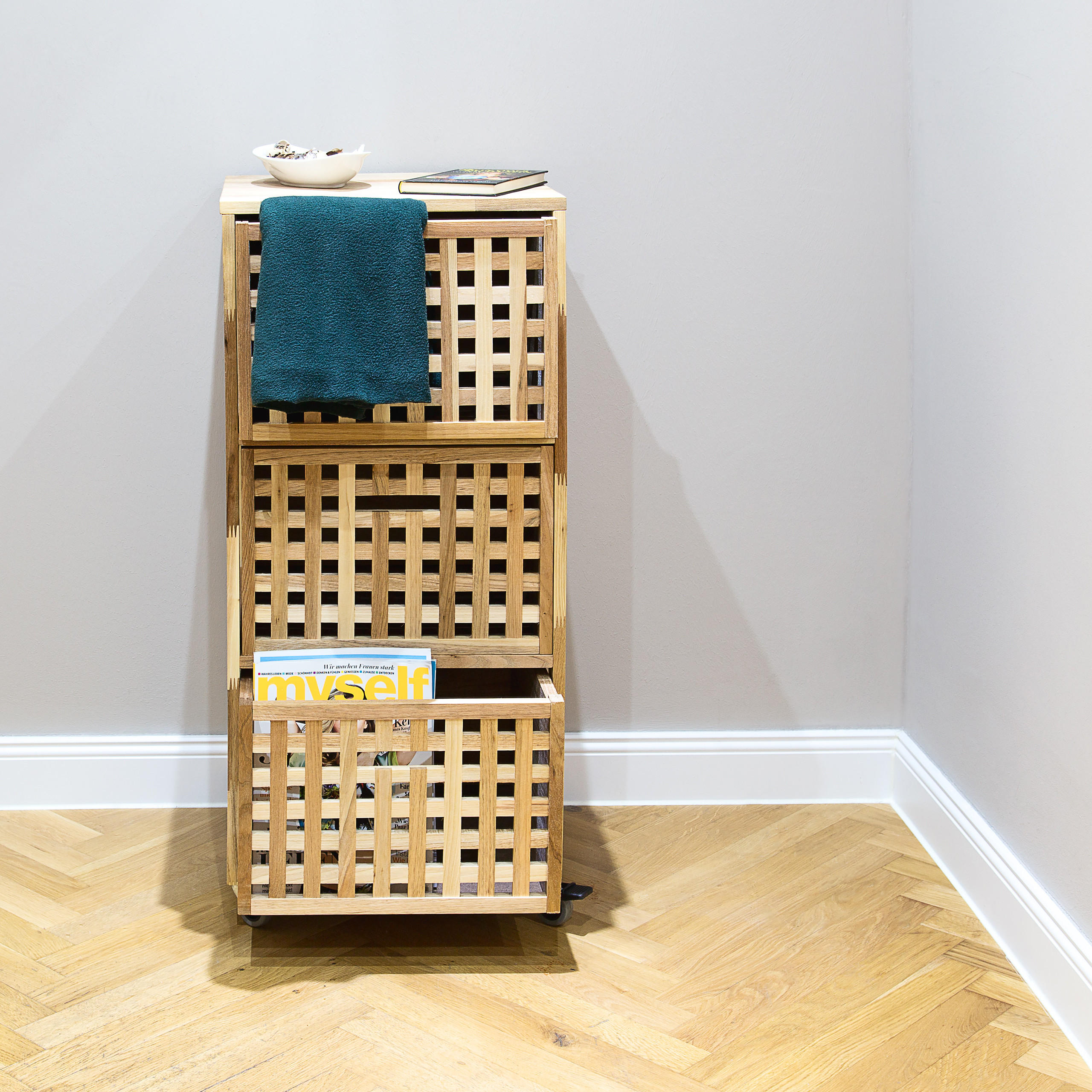 ROLLCONTAINER - Hellbraun, Holz/Holzwerkstoff (40.4/91.5/40.4cm) - Relaxdays