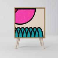 SIDEBOARD GEOMETRIC RHAPSODY, Eichefarben, 57,5x42x77,5 cm, Schräge Buchenholzfüße - Eichefarben/Buchefarben, Holzwerkstoff/Buchenholz (57.5/77.5/42cm) - SpaceRebels