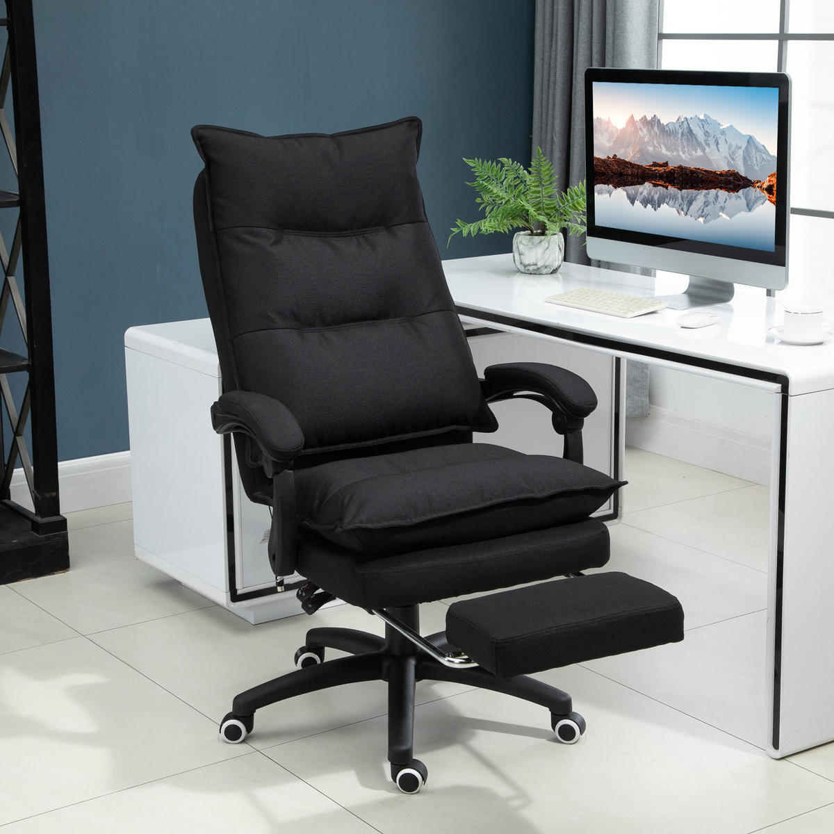 BÜROSTUHL mit Massagefunktion, Ergonomischer Schreibtischstuhl, Schwarz - Schwarz, Kunststoff (62/130/70cm) - Vinsetto