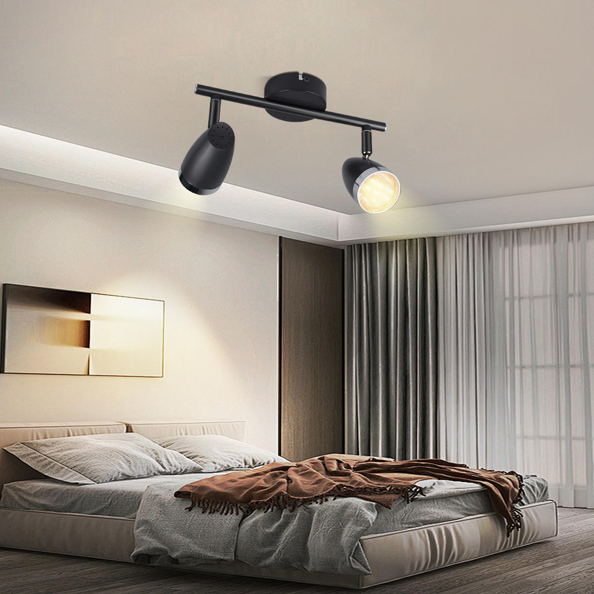 DECKENSTRAHLER Flacker 15.5/5.6/25 cm - Grau, Kunststoff (25/15.5/5.6cm) - ZMH