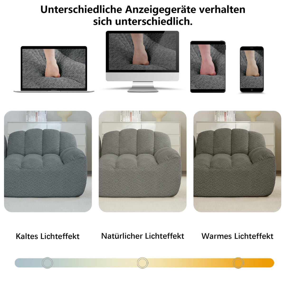 ECKSOFA 366/165/79 grau aus granuliertem Fleece mit Ottoman und tiefer Sitzfläche - Grau, Textil (165/366cm) - OKWISH
