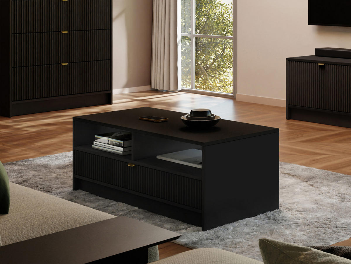COUCHTISCH Tireno - Goldfarben/Schwarz, Holzwerkstoff/Metall (50/100/40cm) - MIRJAN24