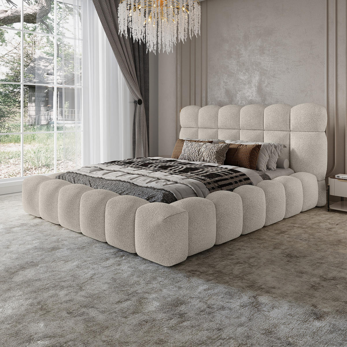 POLSTERBETT ACRI 140x200 cm, Creme - Creme, Textil (140/200cm) - Fedve