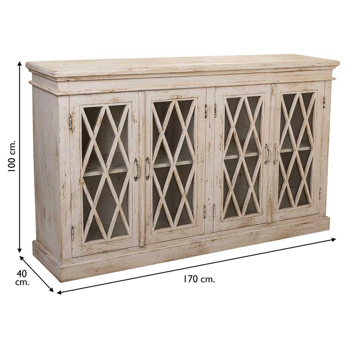 SIDEBOARD aus Holz und Glas 170x40x100 cm - Weiß, Holz (170/100/40cm) - Wanderlust