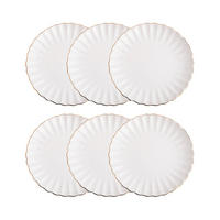 DESSERTTELLER Melida mit Goldrand 20 cm 6er-Set - Weiß, Keramik (20/20/1cm) - Homla