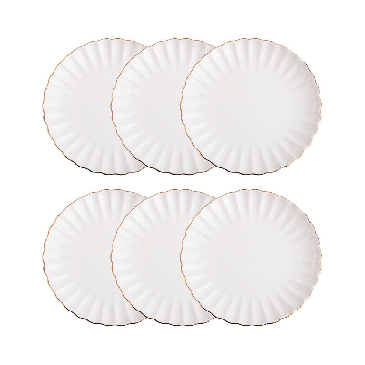 DESSERTTELLER Melida mit Goldrand 20 cm 6er-Set - Weiß, Keramik (20/20/1cm) - Homla