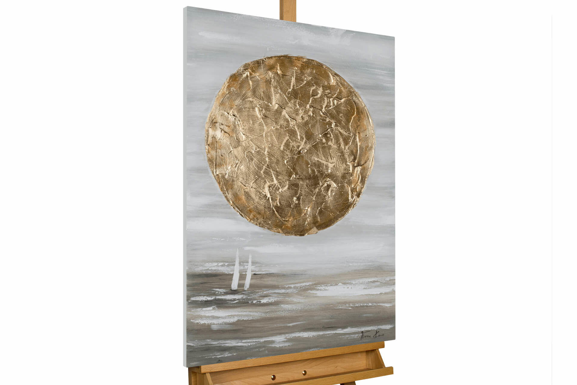Kunstloft Acrylbild Grau, Gold 60x90 cm