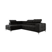 ECKSOFA PABLOS 279x201cm, Schlaffunktion, Stauraum, schwarz, rechts - Dunkelgrau, Holz/Textil (201/279cm) - DomoHome
