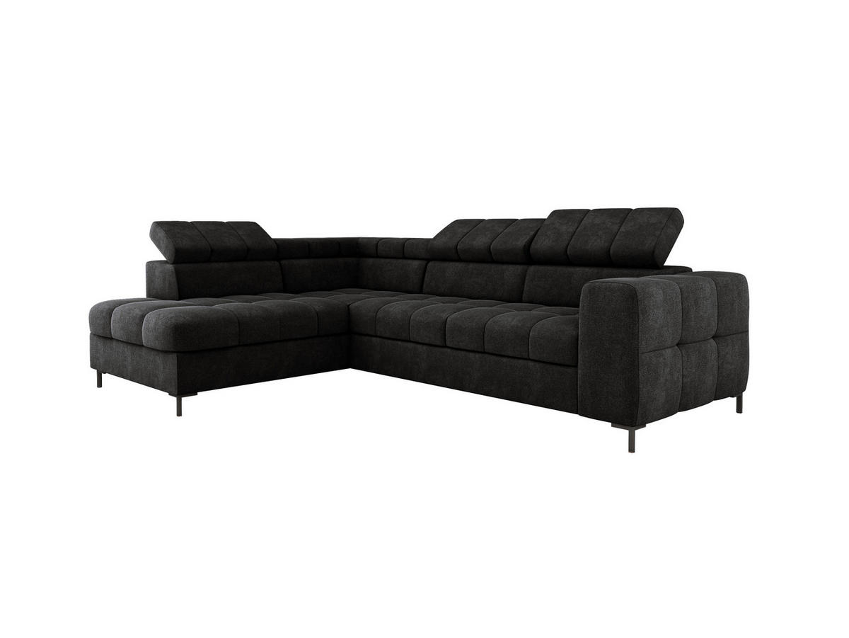 ECKSOFA PABLOS 279x201cm, Schlaffunktion, Stauraum, schwarz, rechts - Dunkelgrau, Holz/Textil (201/279cm) - DomoHome